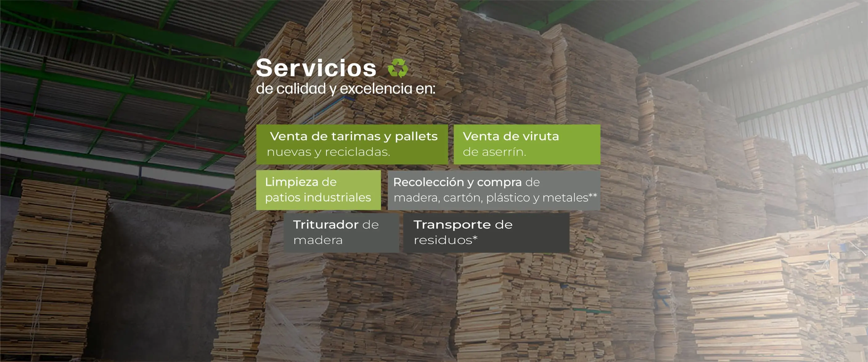 Servicios de Grupo Laro para venta de tarimas y gestión de residuos