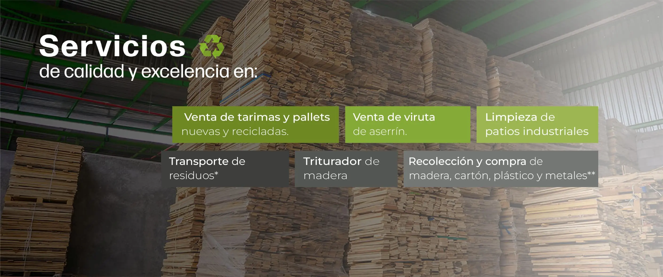 Servicios de Grupo Laro para venta de tarimas y gestión de residuos